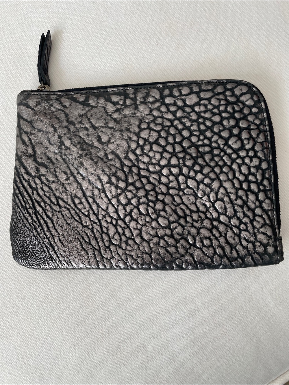 Eileen Fisher Women’s Black Textured Leather Zip Pouch - Unbranded